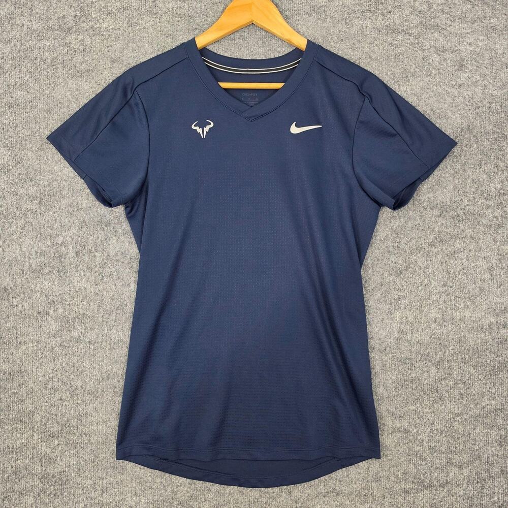 Nike Shirt Men Small Challenger Blue Dri Fit Rafa Nadal Tennis Performance Sport